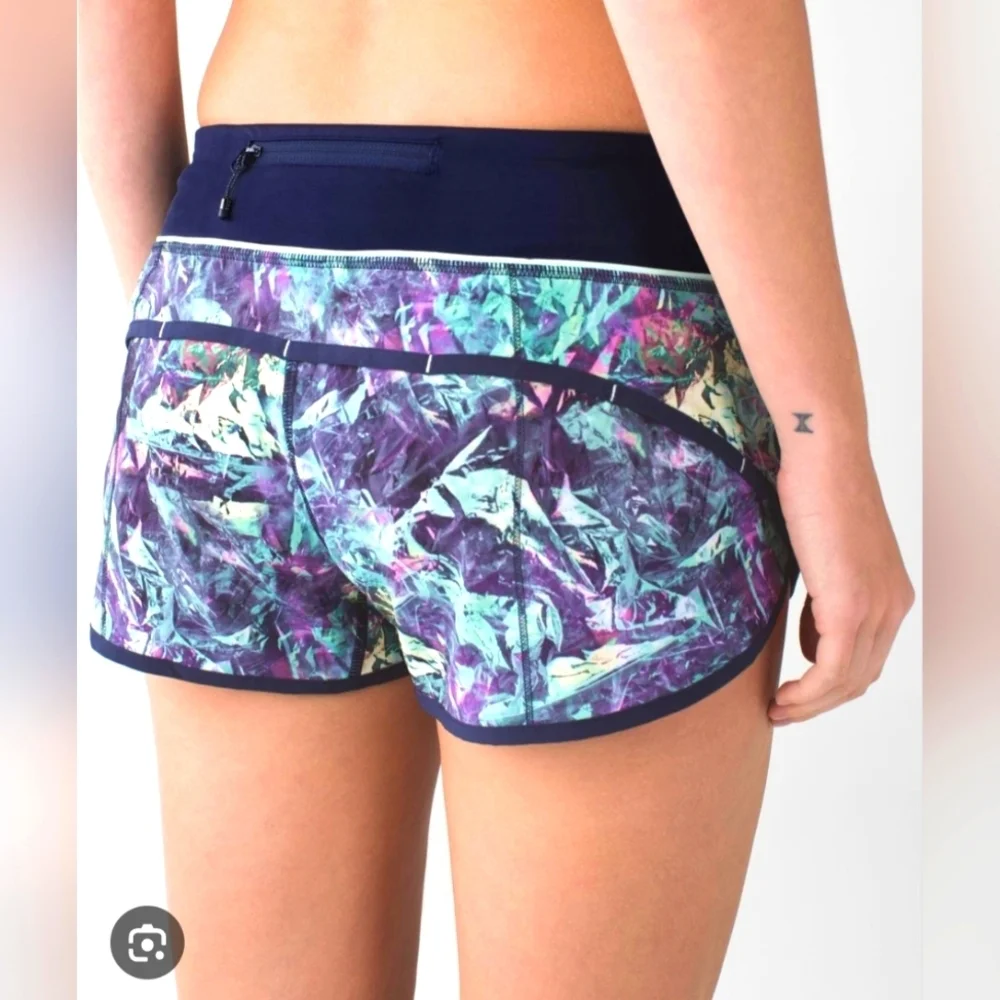 Lululemon Athletica Purple and Green Athletic Shorts with Split Leg Design#6